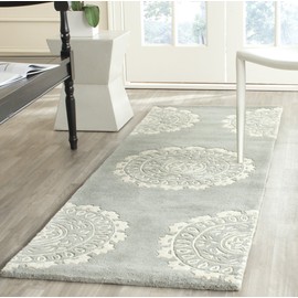 Safavieh Bella Collection BEL122A Handmade Premium Wool Runner, 2'3" x 11' , Grey / Ivory