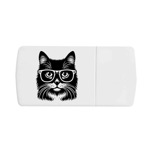 'Cat Wearing Glasses' Pill Box with Tablet Splitter (PI00034717)