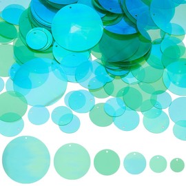 SUNNYCLUE 120G 6 Sizes Flat Round Sequin Paillettes Bulk Hole Sequins Plastic PVC Green Yellow Assortment Iridescent Applique Art Loose Sequins for Sewing Crafts DIY Embroidery Ornaments Supplies