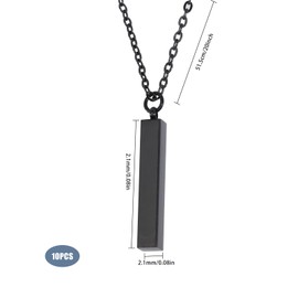 CHGCRAFT 10Pcs Stainless Steel Rectangle Pendant Necklace, Black, No Gemstone, Unisex Adult, Creative Individuals and Gift Shoppers, Necklace