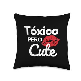 La Tóxica Pero Cute Co. Apparel El Toxico Pero Cute Funny Spanish Gift for Dad or Boyfriends Throw Pillow, 16x16, Multicolor