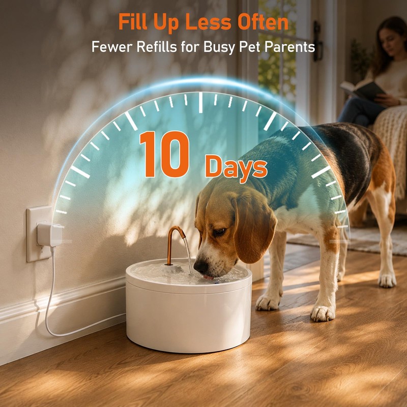DOOOB Ceramic Dog Water Fountain, 4L/135oz Ceramic Cat Water Fountain