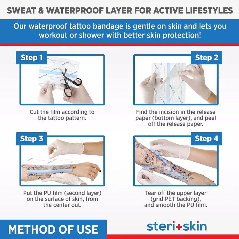 Steri+Skin Tattoo Aftercare Transparent Adhesive Bandage -10.2 X 2 yard
