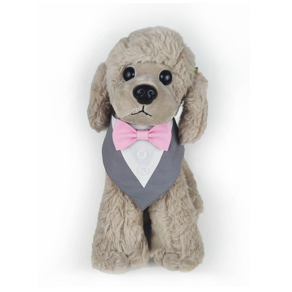 KOOLMOX Dog Tuxedo Pink Bow, Dog Tuxedo Bow Tie Collar,