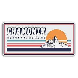 2 x 10cm Retro Chamonix Vinyl Stickers - Ski Snow Sticker Laptop Luggage #20003 (10cm Wide)