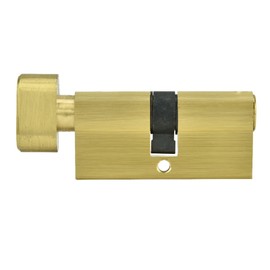 Brass Single Open Lock Cylinder with 3 Keys, 65mm Double Open Cylinder Lock for Storm Doors, Brushed Brass Finish for Security