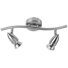 Leyton Lighting GU10 Twin Bar Bullet Spotlight Lamp, Brushed Chrome