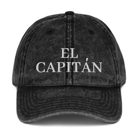 El Capitan Hat (Embroidered Vintage Cap) Pontoon Boat Captain Sailing Funny Black