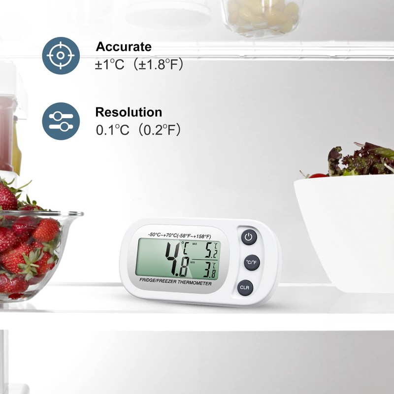 Ankilo Digital Fridge Thermometer, Wireless Indoor Thermometer with Magnetic, Max/Min