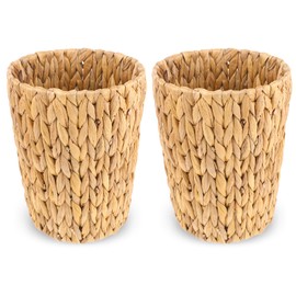 2-Pack Wicker Waste Basket 2 Gallon Small Trash Can Handwoven Water Hyacinth Wicker Trash Basket Bathroom Garbage Can Decorative Boho Storage Trashcan for Bedroom Bathroom Kitchen Living Room