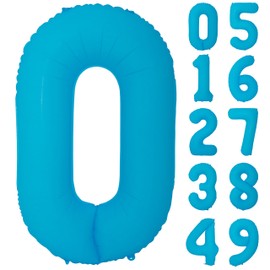 40 IN Blue Birthday Number 0 Balloons Fluorescent Blue Helium Foil Balloons For Boys Girls Birthday Wedding Baby Shower Fluorescent Party Decorations Supplies 0