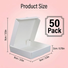 CACASO 50 Pcs Mini Pizza Boxes, Square, White, 3.54 x 3.54 x 0.79 Inch