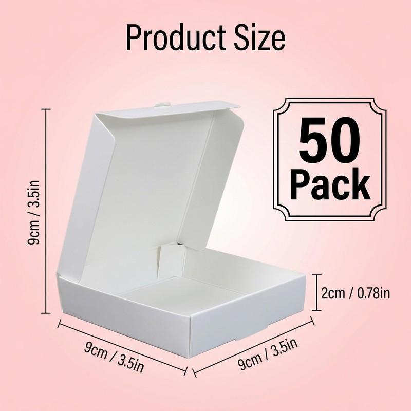 CACASO 50 Pcs Mini Pizza Boxes, Square, White, 3.54 x