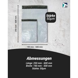 Pack of 100 Foil Mailing Bags - Heavy Duty, Opaque, Tear-Resistant, Polyethylene (LDPE), Ideal for Clothes, Documents and Much More (50 µm - 240 x 325 mm)