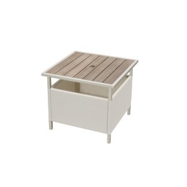 LZRS Adirondack Square Side Table with Umbrella Hole, Pool Composite Patio Table,HDPE End Tables for Backyard,Pool, Indoor Companion, Easy Maintenance & Weather Resistant(Wood Like)