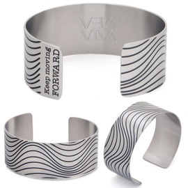 Vera Viva Keep Moving Forward Hidden Inspiration Stainless Steel Adjustable and Durable Artistic Motivational Cuff Bracelet