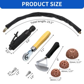 VOURTM Tire Repair Kit, Includes 2500RPM Low Speed Air Tire Buffer Tire Patch Kit, Air Tire Patch & Polish Tools with Tire Inner Liner Scraper Patch Roller Tungsten Steel Buffing Wheel