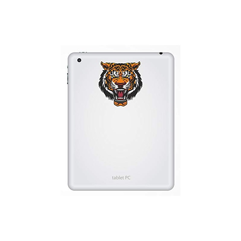 2 x 10cm High Angry Tiger Face Vinyl Sticker Decal
