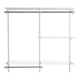 Rubbermaid Configurations Classic Closet Kit, White, 3-6 Ft., Wire Shelving Kit with Expandable Shelving and Telescoping Rods, Custom Closet Organization System, Easy Installation
