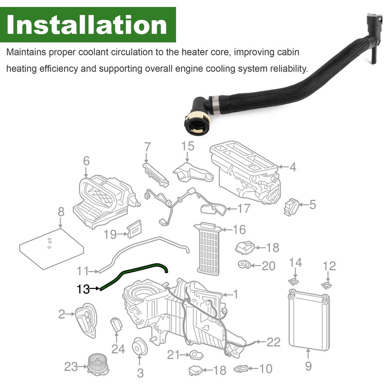 For 2017-2024 Ford Super Duty 6.7L Diesel Heater Core Inlet