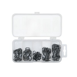 90-Degree Barbed Fishing Hooks Set - Short Shank Aberdeen Hooks in Sleek Black Finish 9147 Jig, 100Pcs