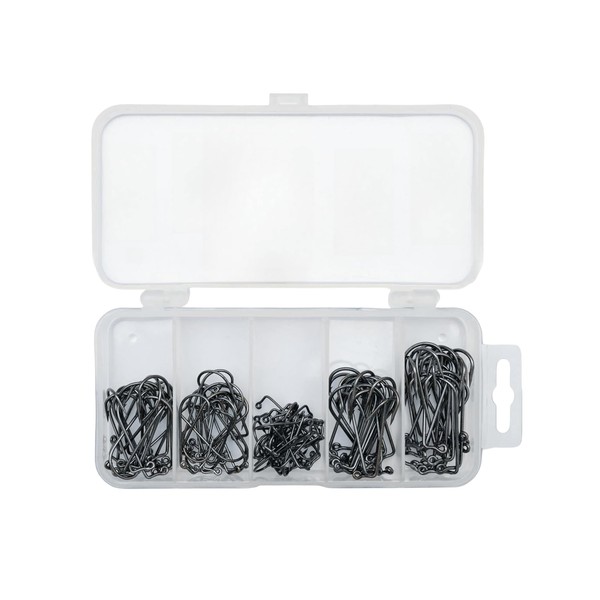 90-Degree Barbed Fishing Hooks Set - Short Shank Aberdeen Hooks