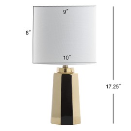 Safavieh Lighting Collection Parlon Plated Gold 17-inch Bedroom Living Room Home Office Desk Nightstand Table Lamp (LED Bulb Included)