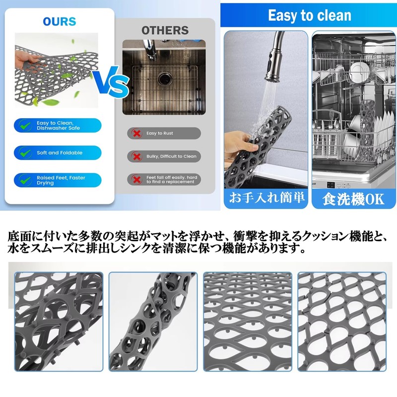 S.fields.inc シンクマット シリコン シンクシート 流し台 キッチン 耐熱 傷防止 水はね 滑り止め