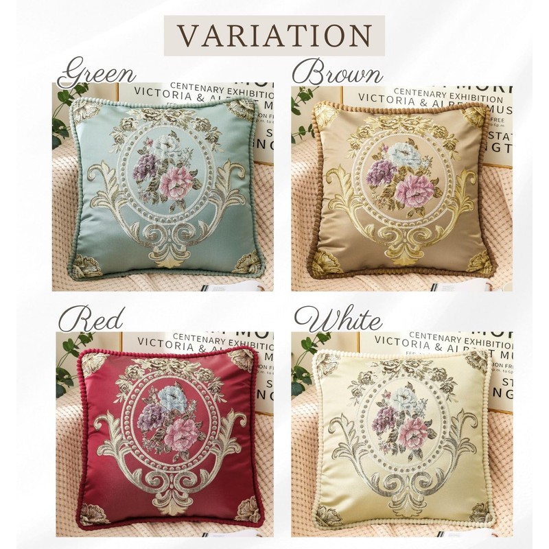 Elegant Antique Embroidery Floral Throw Pillow Case Sofa Home Decor