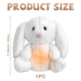 Ficlwigkis Anxiety Breathing Teddy Bunny,Soothing Breathing Rabbit,Anxiety Bear Anxiety Relief for Adults Kids Bunny with Calming Music & Soft Lights,Anxiety Plush Anxiety Relief Bunny (White)