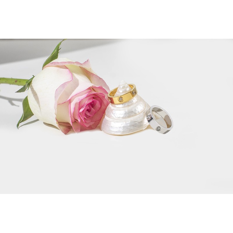 RUIQUAN 18K Gold Silver Rose Plated Love Ring Cubic Zirconia