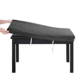 BUYUE Luxury 2-Person Piano Bench Cover, (27.7"- 37") Lx (12"- 16") W Stretch Jacquard Washable Rectangle Footstool Slipcover (M, Grey)