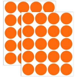 Yeachlaing 1.5" Round Colored Removable Stickers Labels - Orange,Pack of 500