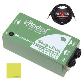 Radial Engineering StageBug SB-2 Compact Passive DI Bundle w/Pig Hog PCH10BK "Black Woven" Instrument Cable and Liquid Audio Polishing Cloth