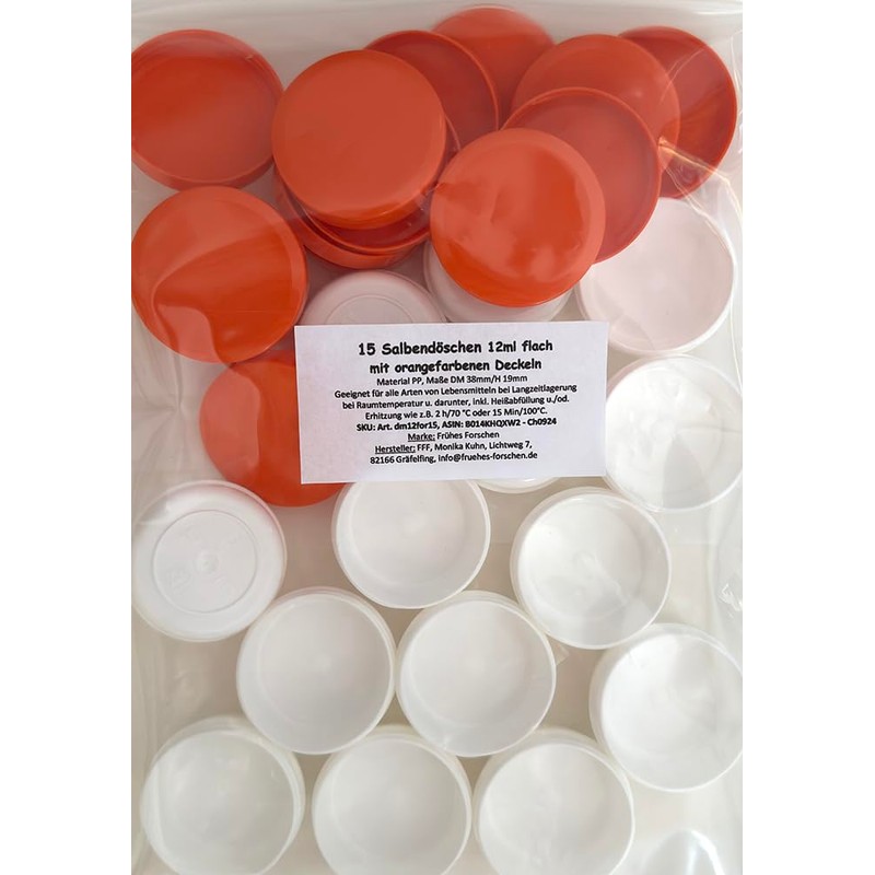 15 ointment containers, cream containers, flat ointment jar, 12 ml