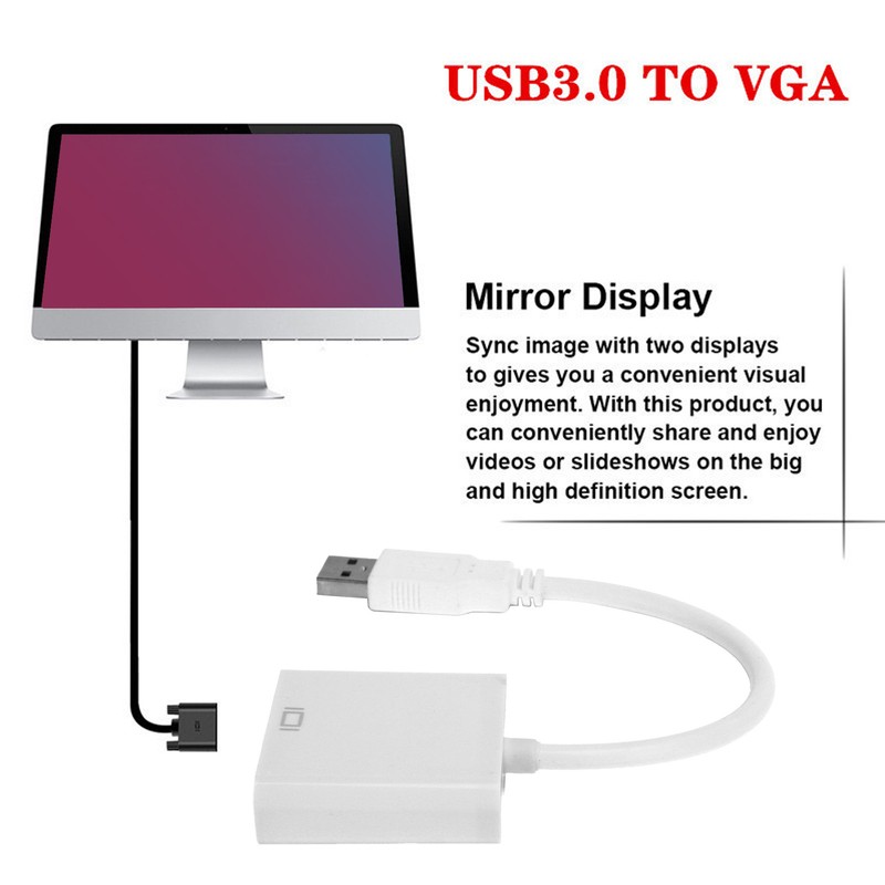 USB3.0 to VGA Converter 5Gbps HD 1080P Adapter Cable 15Pin