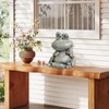 Solar Frog Statue Resin Stone Art Statue Outdoor Yard Garden