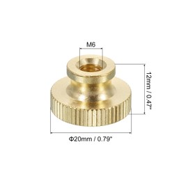 uxcell Knurled Thumb Nuts, 3Pcs M6 x D20mm x H12mm Brass High Head Through Hole with Collar High Head Through Hole Round Knobs Fasteners for 3D Printer Parts, Machine Tools
