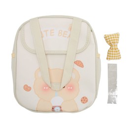 Kawaii Lunch Bag, Cute Lunch Bags Aluminum Foil Keep Warm Thicken Oxford Cloth PU with Handle for Student for Picnic (Beige Milk Tea Bear)