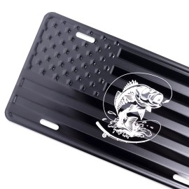 DillenCo American Flag w/ Large Mouth Bass Embossed Fishing License Plate Tag