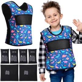 Janmercy Weighted Vest for Kids Adjustable Breathable Compression Vest for Autism Sensory Hyperactivity Mood Processing Issue(Dino,Medium)