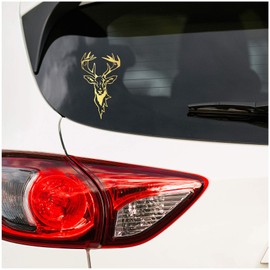 Deer Sticker Film Decor for Car, Car Accessories, Deer Head Motif, Deer, Red Deer, Hunting, Hunter, Hunting, Car Sticker (Gold Metallic, K139 Small)