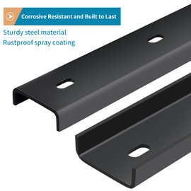 Sanbege 2 Pcs C-Channel Steel Support with Bolts, 36" Long x 1/2" Leg Hidden Metal Brackets for Live Edge Tabletop, Slab Furniture, Woodworking (Black)