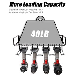 WellMall Heavy Duty Tool Organizer, 16"W x 7.48"H x 5.51"D, 4 Wall Mount Anchors, 3.95" Between Slots, Sturdy Steel Construction, Ideal for Power Tools