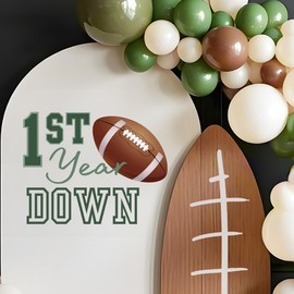 1St Year Down Birthday Decorations - 1St Year Down Football Sign Decal for Balloons Arch Backdrop, First Birthday Decorations for Girl, One Year Old Wall Decor, 1St Party Supplies Banner for Girls Boy