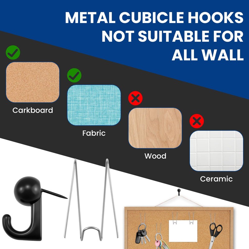 ZIUZI 30 Pcs Cubicle Hooks, Metal Push Pin Hangers, Heavy-Duty