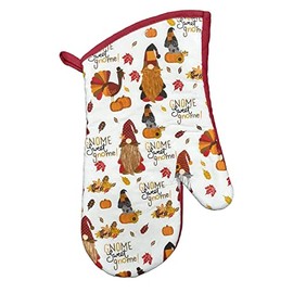 Thanksgiving Theme Fall Thankful Grateful Blessings Autumn Leaves Pumpkin Harvest Gather Acorn Festival Pinecone Kitchen Decor Print Oven Mitt Collection (Gnome Sweet Gnome Pumpkin Fall Leaves Turkey)