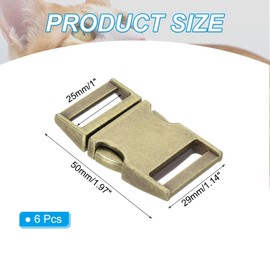 PATIKIL 6 Pack Metal Quick Side Release Buckles 20 mm/3/4 Inch, Dog Collar Buckles Clip for Straps Webbing Paracord Bracelet Dog Collar Bag Backpack Belt, Bronze Tone