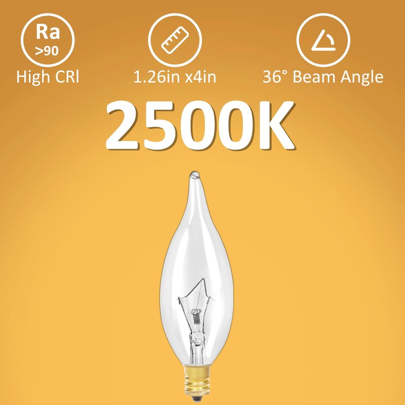 LinMiFo 12-Pack E12 B10 Clear Candelabra Base Bulb, 40W 120V