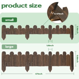 Wood Garden Edging for Landscaping – Flat Panel Fence Border for Flower Beds, Decorative Wooden Stakes for Lawn & Pathway, Durable Natural Wood Design for Outdoor Use